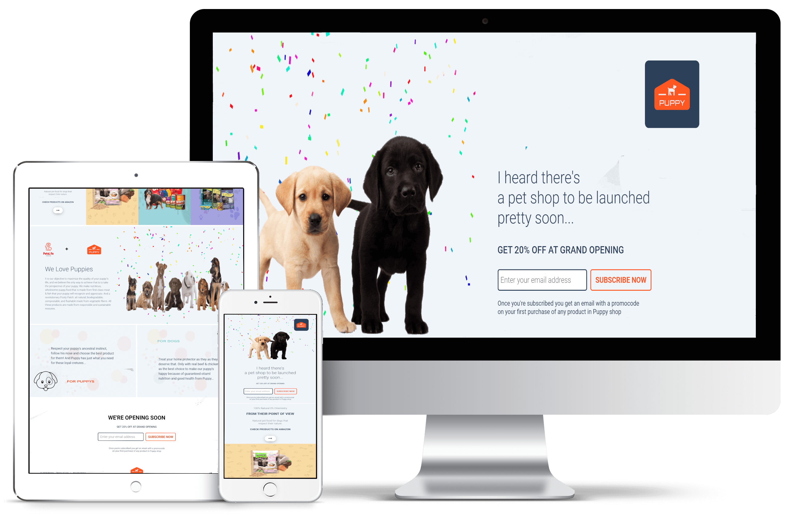 Puppy responsive website for all devices mockup image.