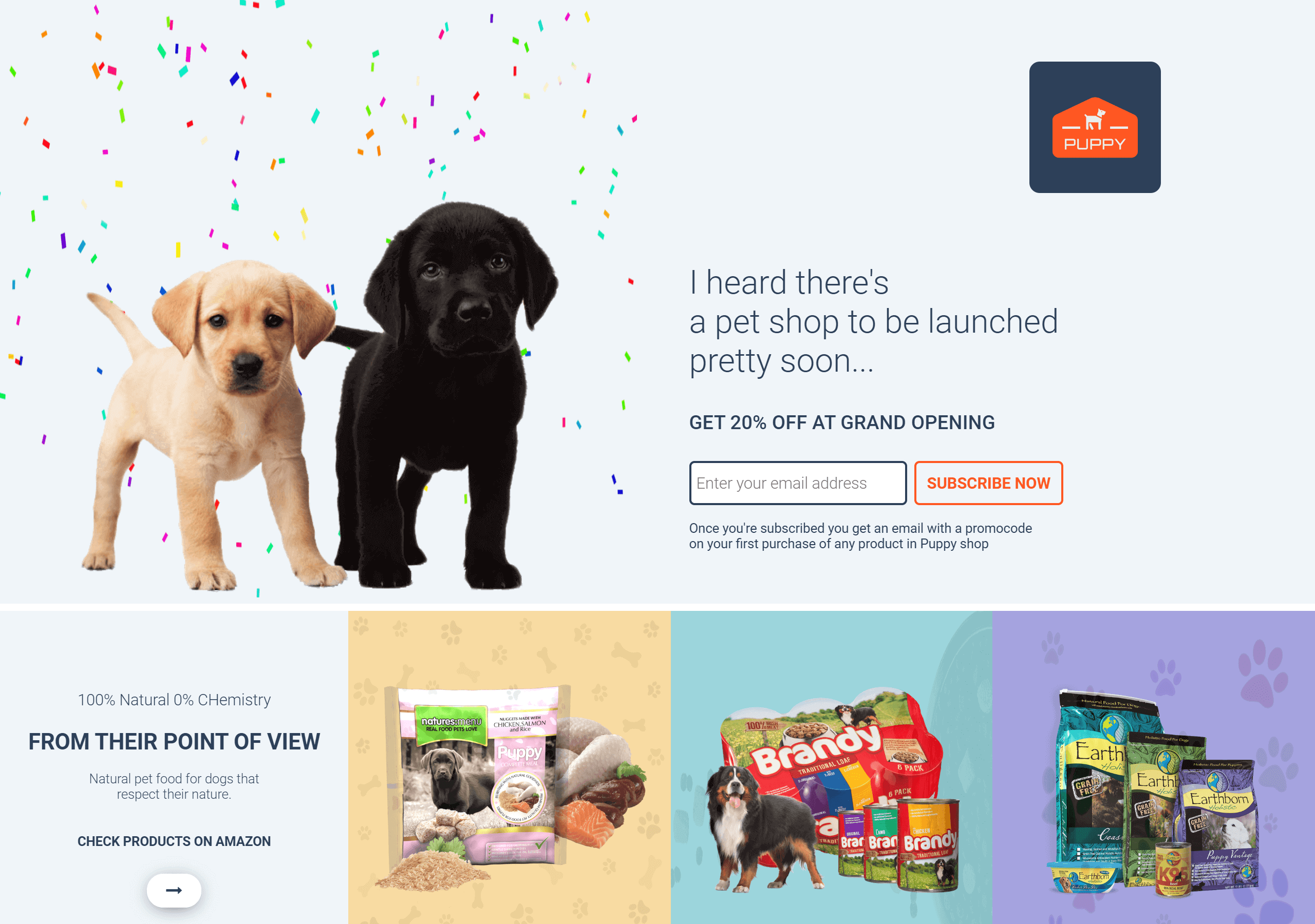 This is the Puppy landing page mockup image for desktop and devices.